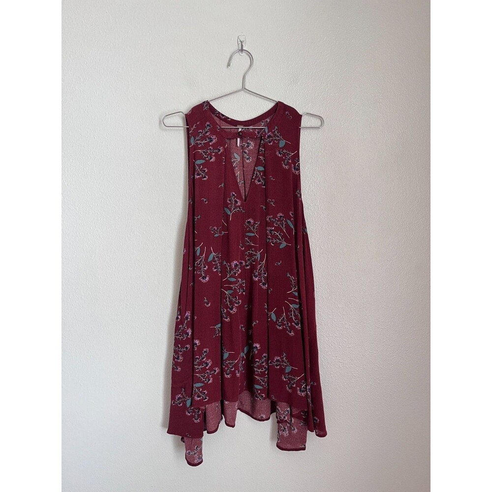 Free People Sleeveless Tree Swing Dress in Crimson Red Size SMALL